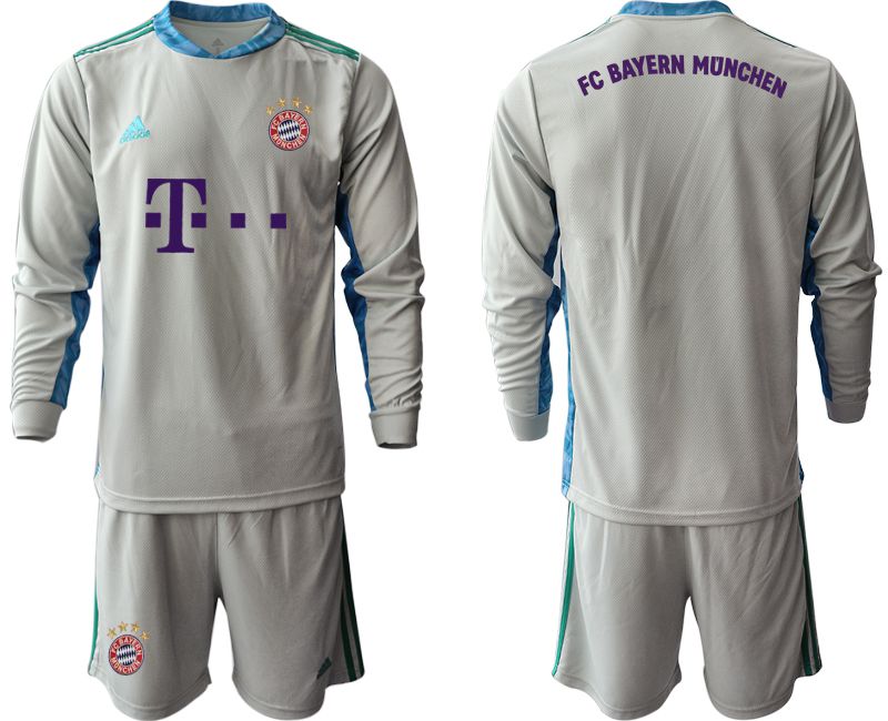Men 2020-2021 club Bayern Munich gray long sleeve goalkeeper Soccer Jerseys->bayern munich jersey->Soccer Club Jersey